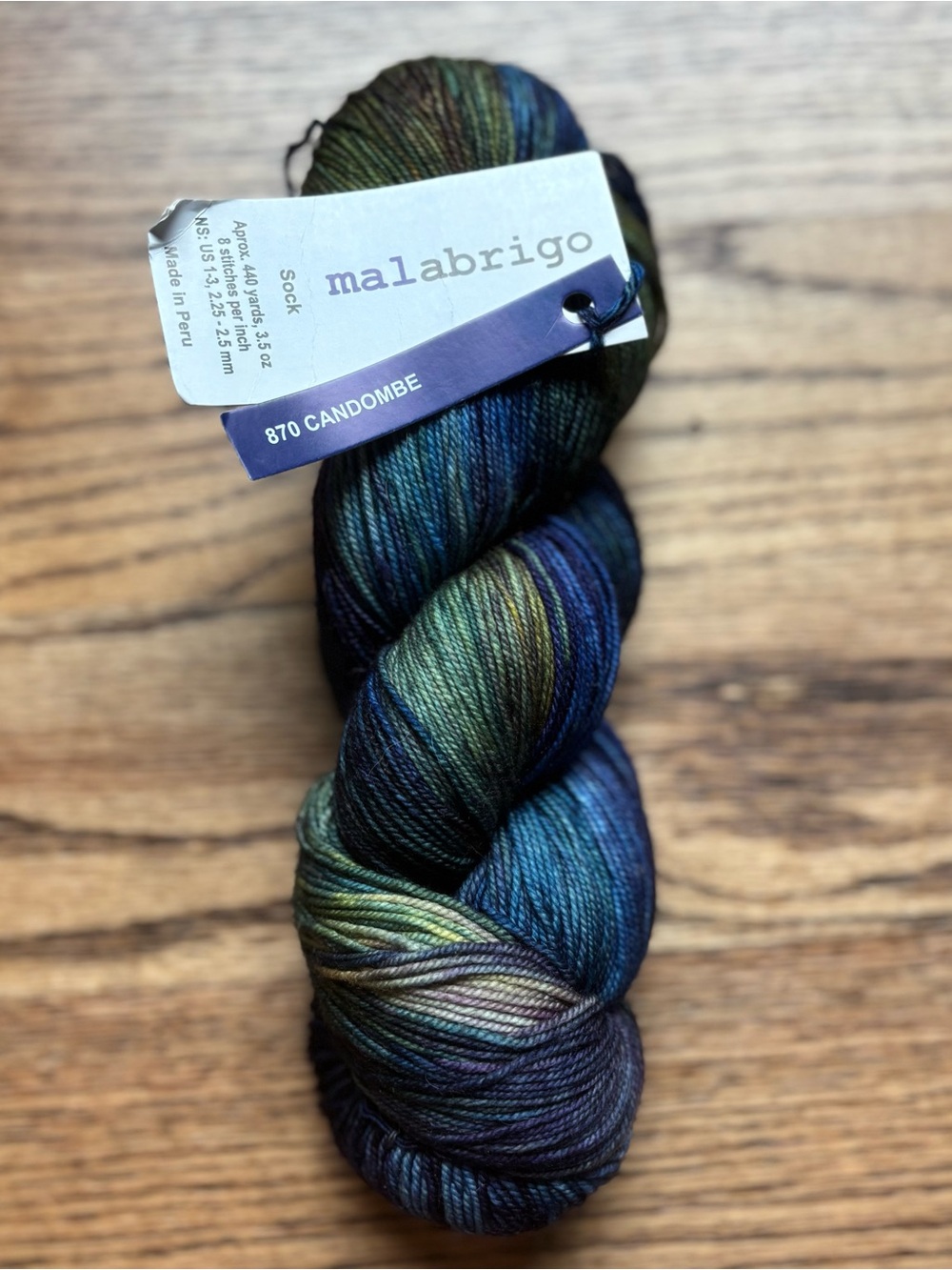 Malabrigo Sock Yarn Fingering 870 Candombe Green 100% SW Merino Wool Knitting